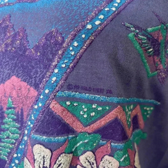 Vintage Sparkly Utah Mtn Landscape 1993 Tee T-Shirt Deadstock Purple Women’s M - Picture 3 of 15